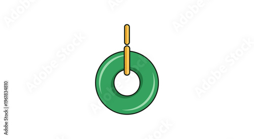 Jade Ring Pendant with Gold Clasp on White