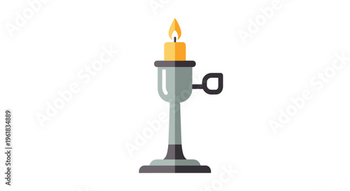 Flat Design Candle in Candlestick