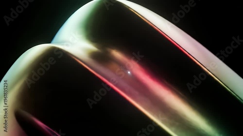 Dynamic Abstract Iridescent Flowing Surface with Luminous Color Gradient and Light Reflections.