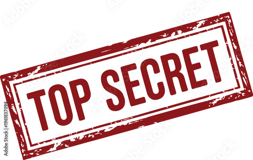 Top Secret Stamp Grunge Label with Distressed Rubber Stamp Effect Classified Document Badge Vector Design