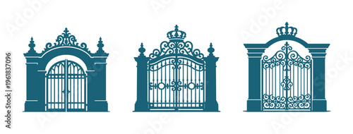 vector set logo icon of european gate