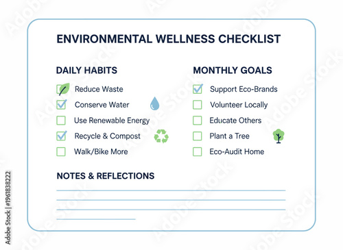Person holding checklist with eco friendly habits and goals on paper