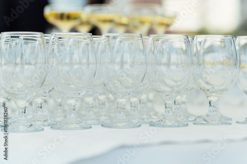Elegant Champagne Glass Pyramid Tower Filled with Sparkling Wine at a Celebration