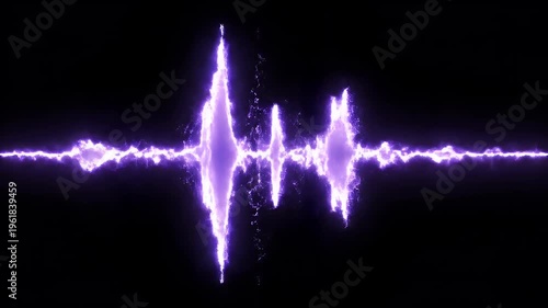 Abstract Purple Audio Waveform on Black Background - Digital Sound Visualization.
