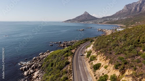 Aerial view of Cape Town coastline, South Africa