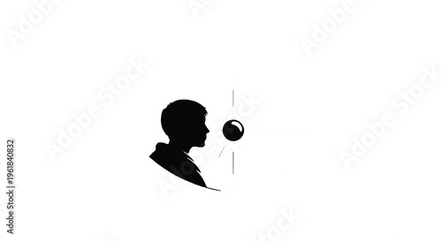 Silhouette of a curious child looking at a glowing orb, symbolizing discovery and wonder
