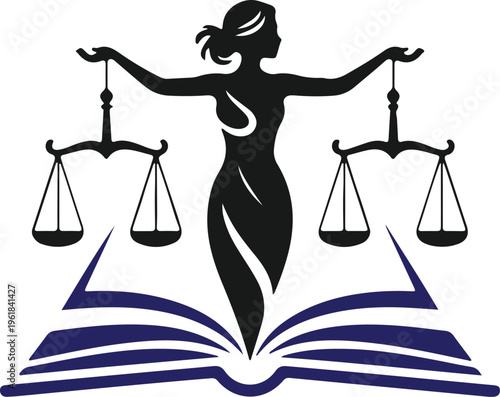 hand drawn lady justice logo icon vector illustration art