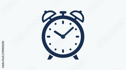 Classic Blue Alarm Clock Icon on White Background