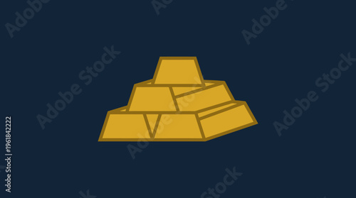 Gold Bullion Stack on Blue Background