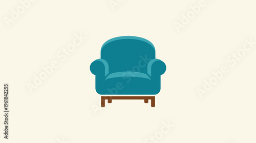 Comfortable Teal Armchair on Beige Background