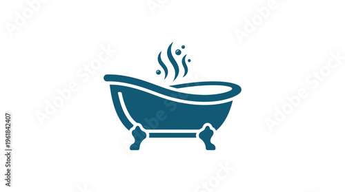 Elegant Bathtub With Steam Icon