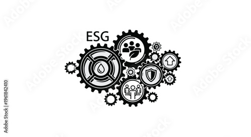 Interconnected gears symbolizing ESG principles for sustainable business growth