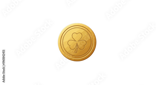 Gold Coin With Shamrock Symbol