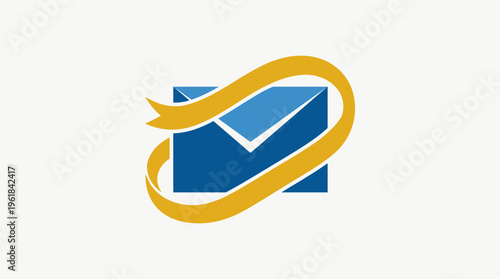 Email Icon with Golden Ribbon