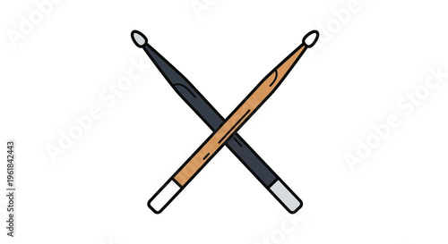 Crossed Drumsticks on White Background