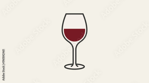Minimalist Wine Glass with Red Wine