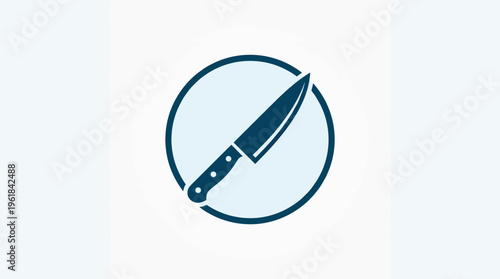 Kitchen Knife Icon Within a Circle
