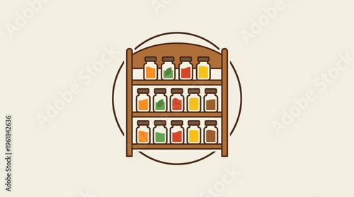Spice Rack With Colorful Jars on Cream Background