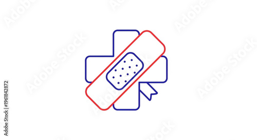 Medical cross with bandage icon for healthcare and first aid.