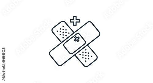 Medical Bandage and Plus Sign Icon.