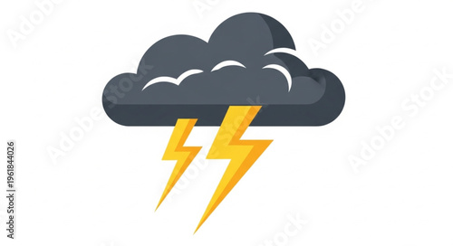 Dark Storm Cloud with Lightning Bolt Illustration.