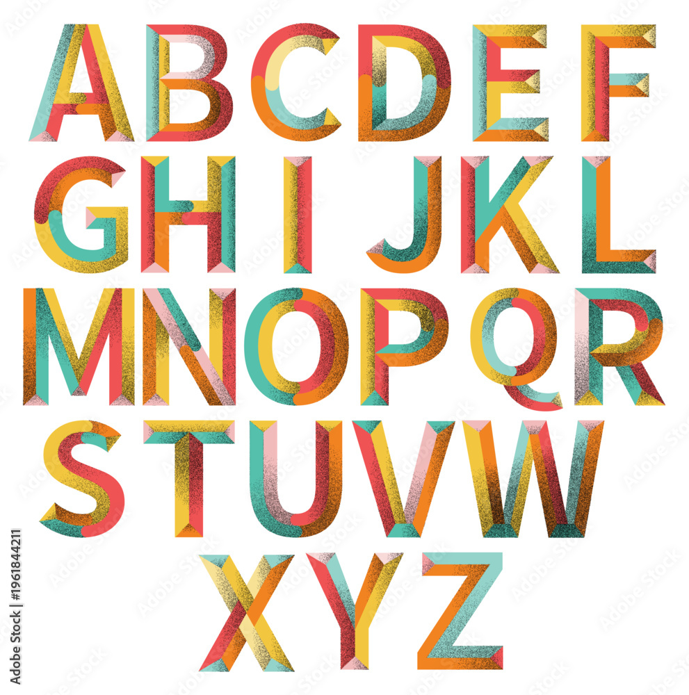 Fototapeta premium Bevel Alphabets with Grain