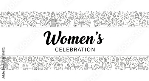 Womens Celebration Text with Decorative Border.