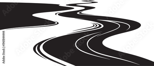 Wavy black lines on white background abstract design element