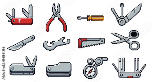 Assorted tools illustration on dark background