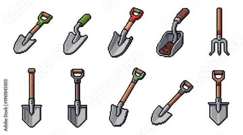 Collection of gardening tools isolated on a black background
