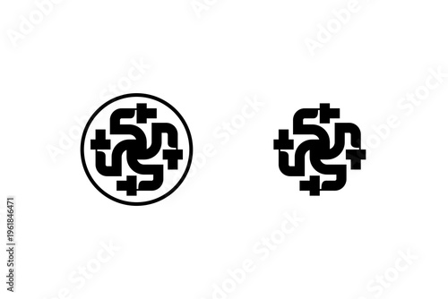 Rotational Plus Symbol Logo Vector for Modern Branding