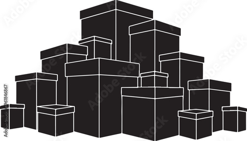 Black boxes stacked in a pyramid shape illustration