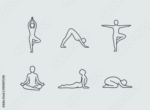 Yoga Poses Line Art Illustration
