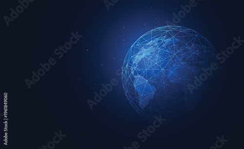 Global technology network connection design. World map point and line composition concept of global business. Vector Illustration