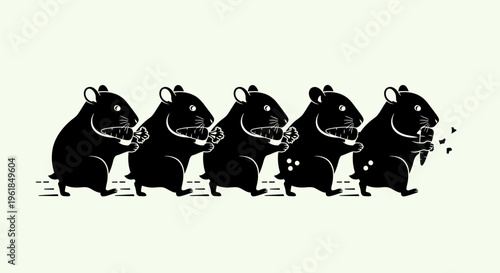 A group of happy cartoon hamsters.