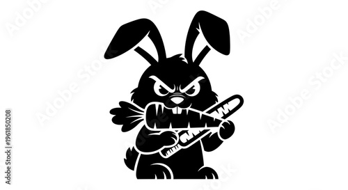 angry rabbit holding a gun.