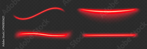 A set of red neon tubes. A collection of glowing LED strips. Bright, glowing fluorescent strips. A set of cool-colored glowing strips for dividing, zoning, and decorating.