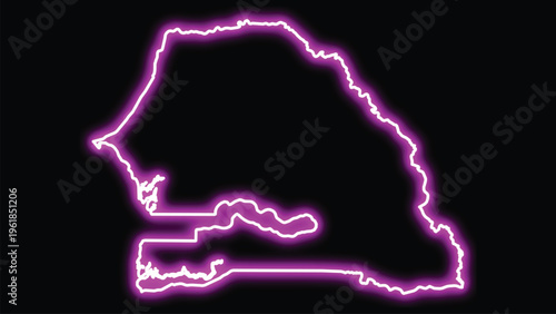 Senegal map outline neon purple glow country africa