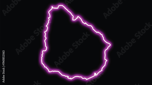 Uruguay outline glowing neon purple on black background