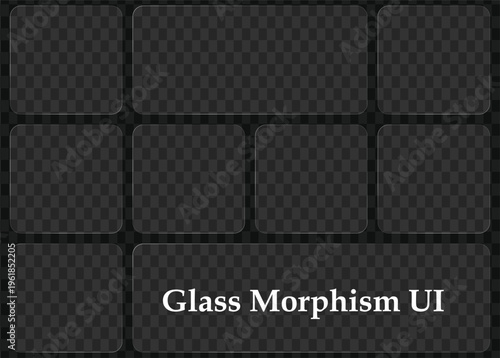 Cuadro en lienzo Collection of transparent glass morphic user interface elements and cards with r