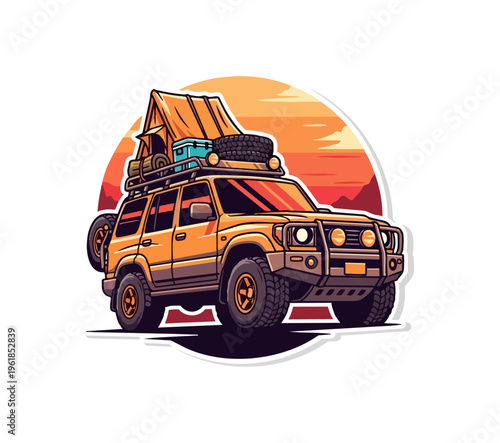 Off road vehicle adventure illustration outdoors expedition concept