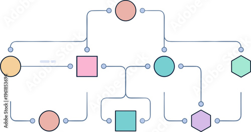 The diagram shows a complex network of interconnected shapes and lines.