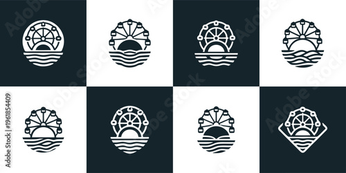 Ferris Wheel and Ocean Sunset Carnival Symbols