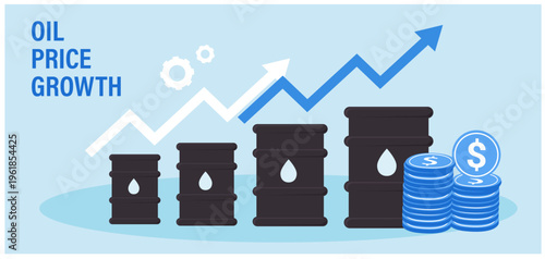  Oil price growth energy market increase vector illustration
