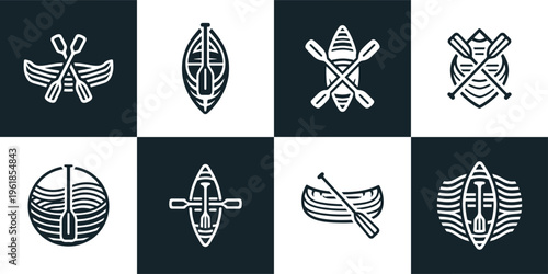 Kayak and Canoe Nautical Adventure Symbols