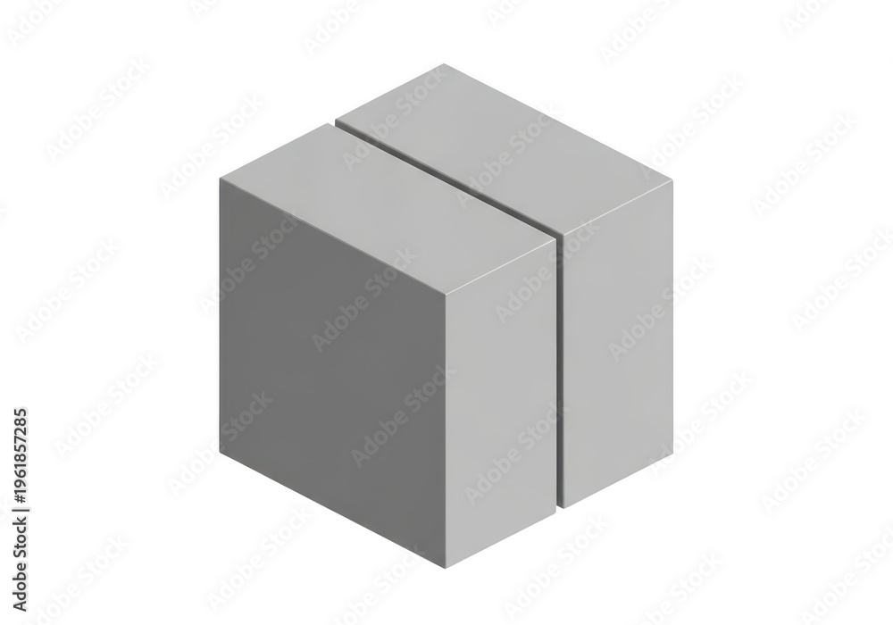 Fototapeta premium 3d gray cube with seamless edges isolated on transparent background