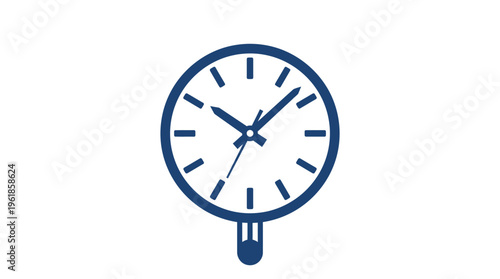Blue Clock Icon With Pendulum