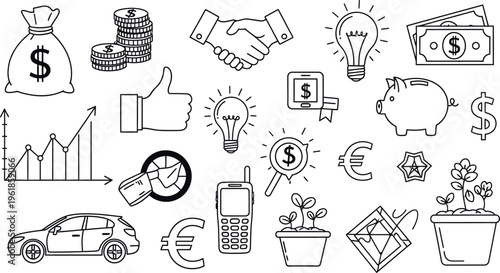 Financial and business icons set