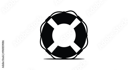 Simple black life preserver illustration with a striking silhouette