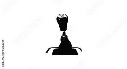 Black gear shift lever isolated on a white background silhouette